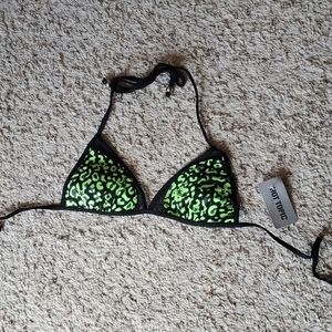 LOVEsick Neon Green Leopard Mesh Bikini Top